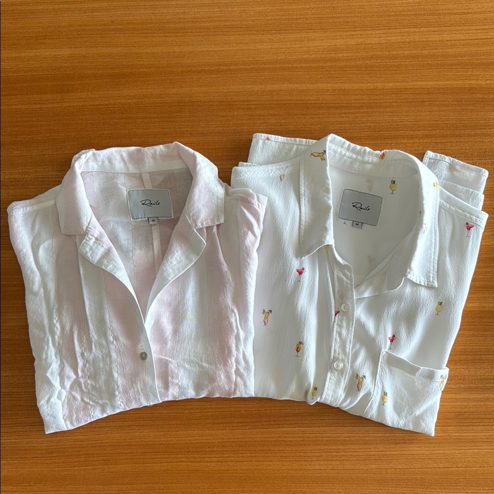 Rails Marley Lotus Stripe Top XS & Whitney Cocktail Hour Print Button Up Shirt M